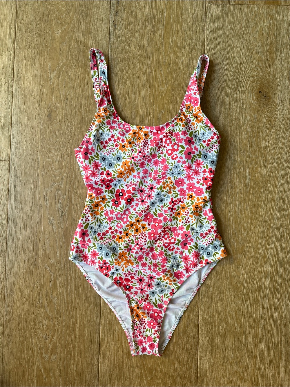 Women’s Floral One-Piece Swimsuit in Pink and Orange size L
